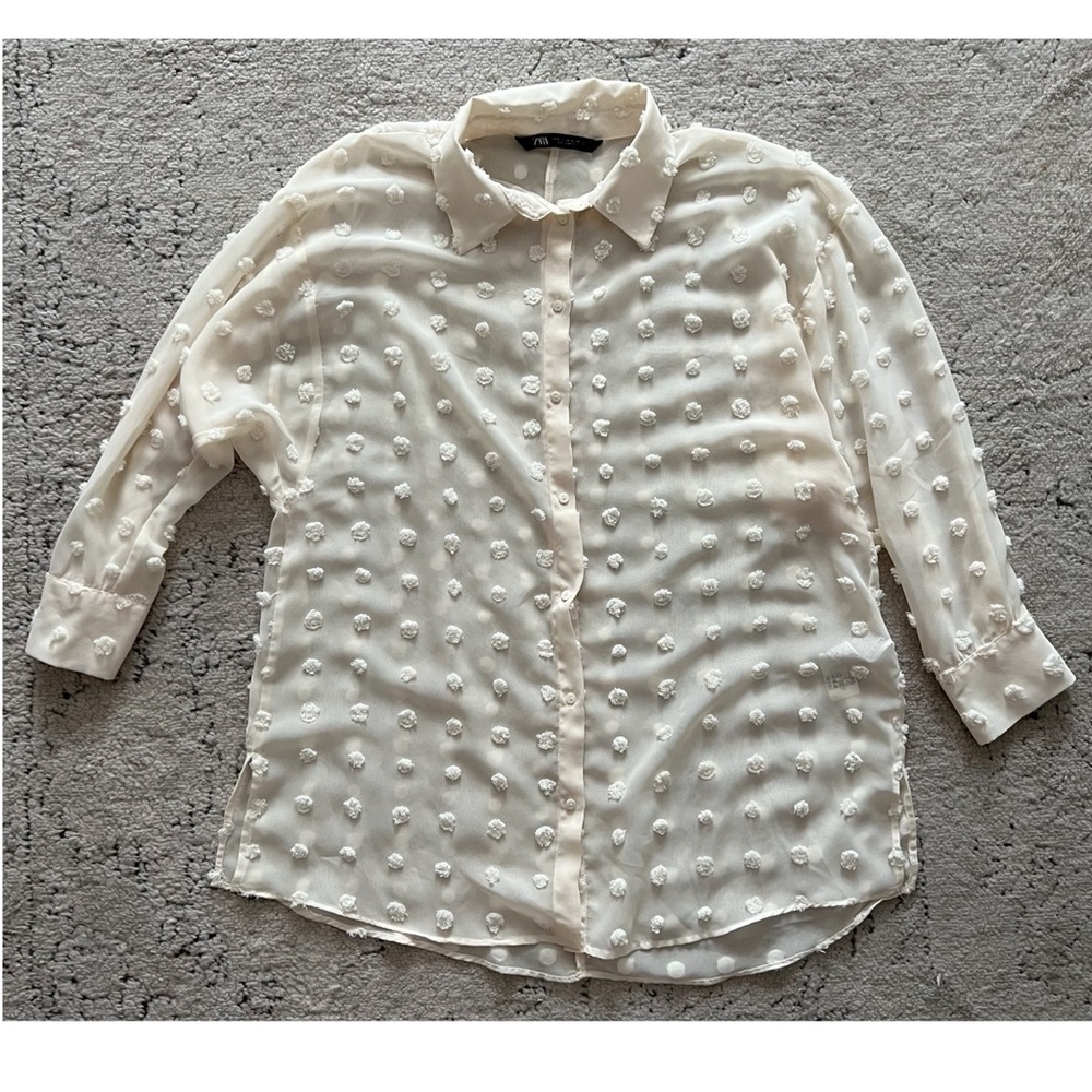 Zara, size XS. Cream colored button up blouse.